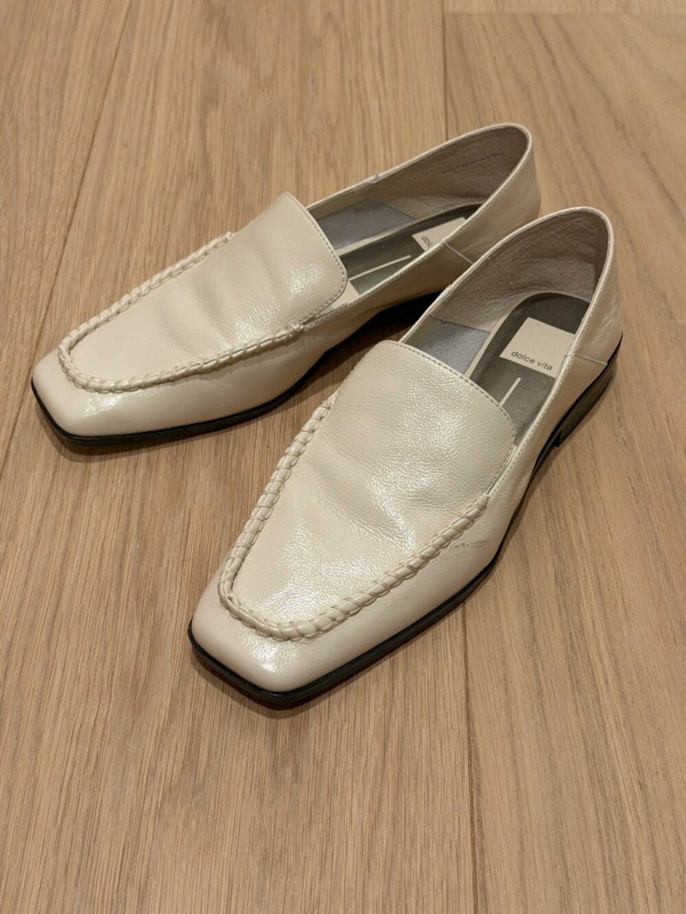 Dolce Vita Cream Leather Braided Loafers